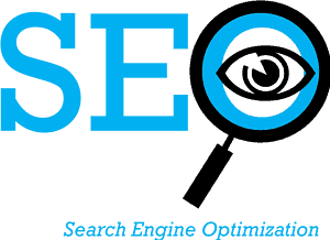 SEO - Search Engine Optimization logo with a magnifying glass and eye icon