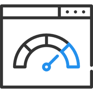 Website performance speedometer icon