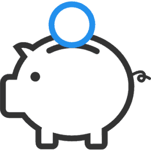 Piggy bank with a coin being deposited
